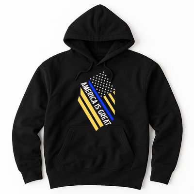 America Is Great Thin Blue Line Flag Hoodie