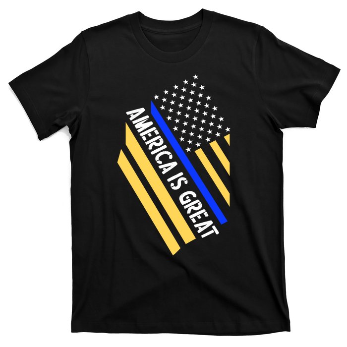 America Is Great Thin Blue Line Flag T-Shirt