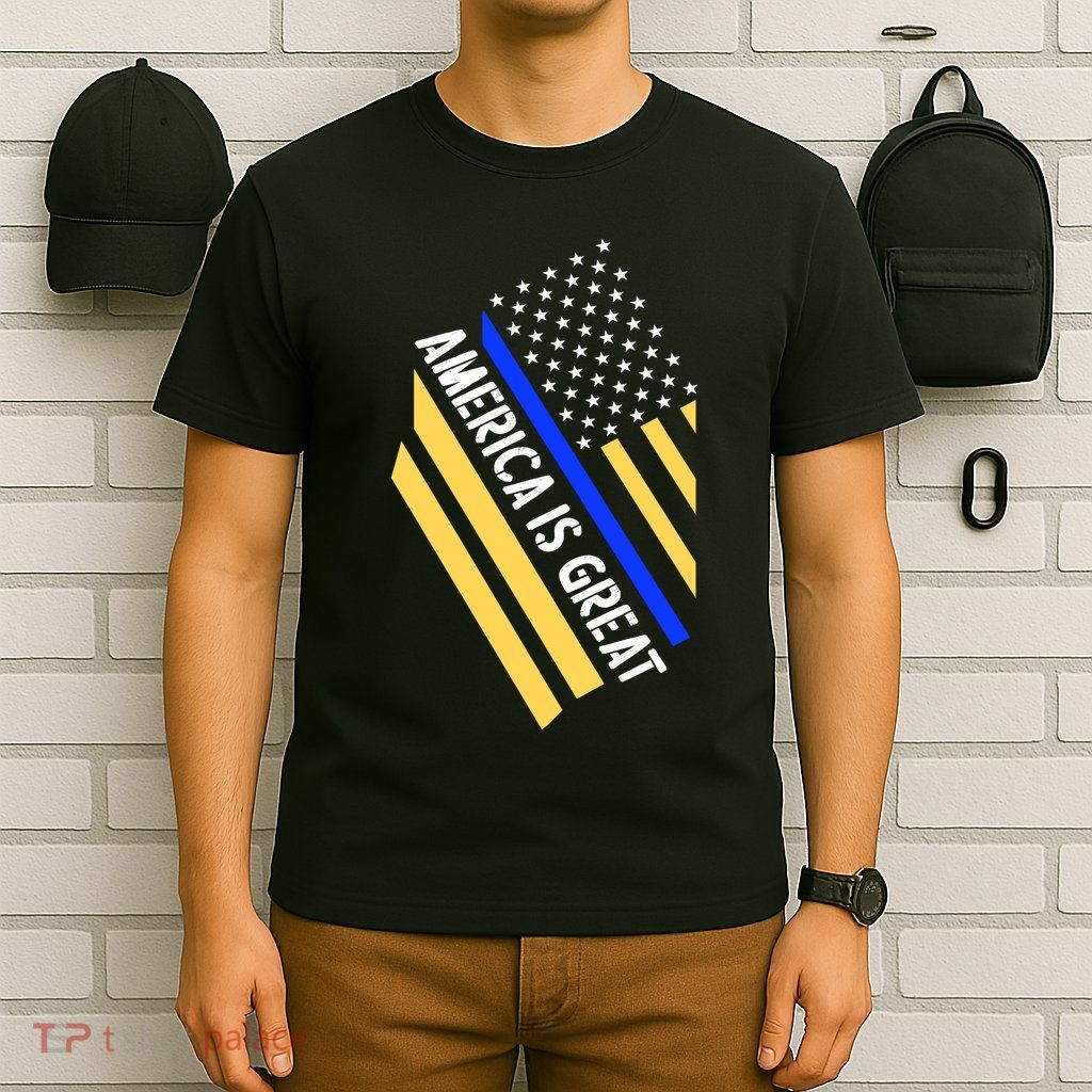 America Is Great Thin Blue Line Flag T-Shirt