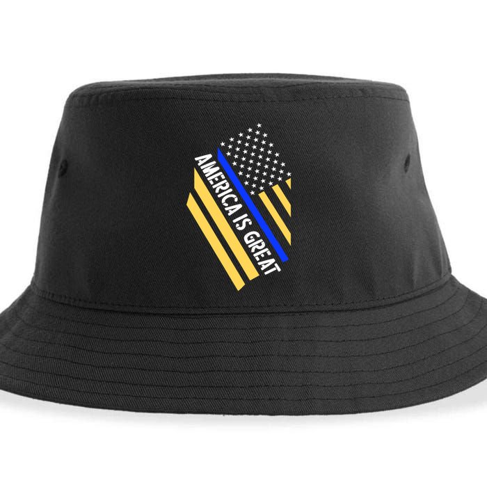 America Is Great Thin Blue Line Flag Sustainable Bucket Hat