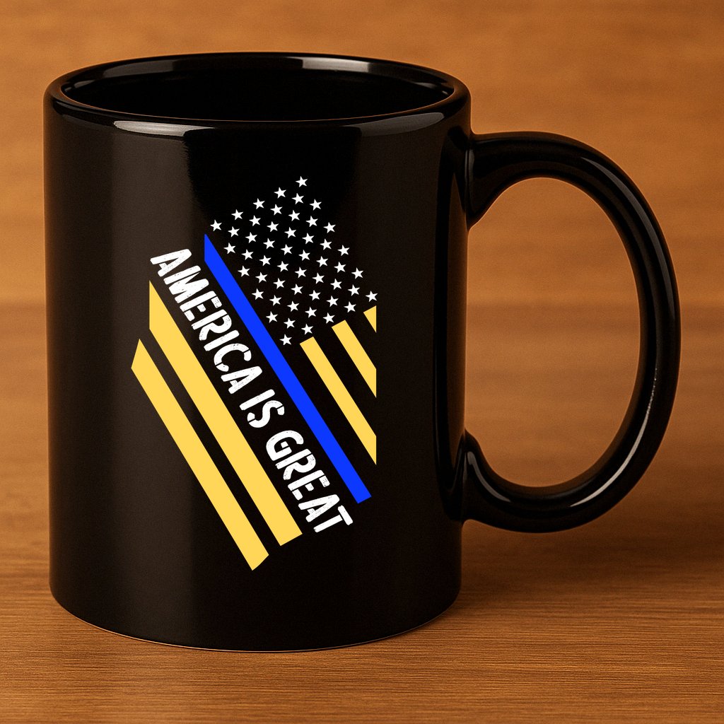 America Is Great Thin Blue Line Flag 11oz C Handle Ceramic Mug