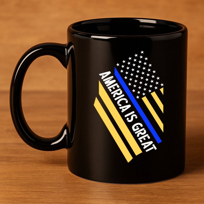 America Is Great Thin Blue Line Flag 11oz C Handle Ceramic Mug