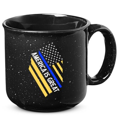 America Is Great Thin Blue Line Flag 15oz Campfire Ceramic Mug