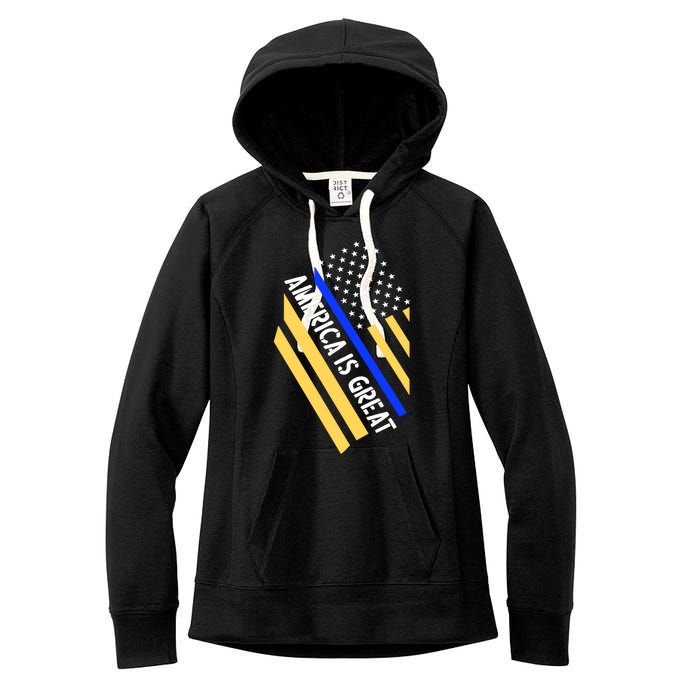 America Is Great Thin Blue Line Flag Women's Fleece Hoodie