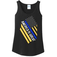 America Is Great Thin Blue Line Flag Ladies Essential Tank