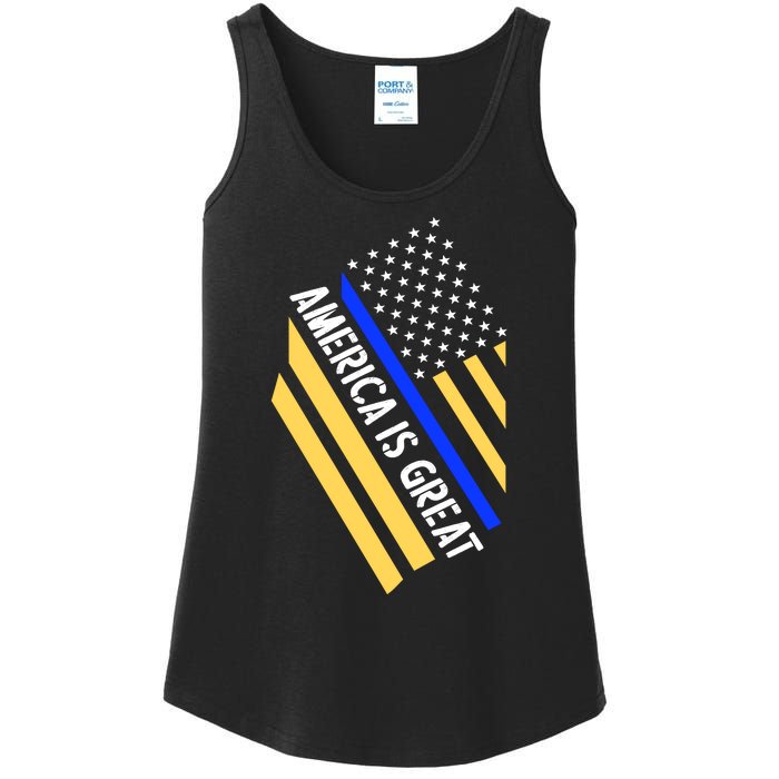 America Is Great Thin Blue Line Flag Ladies Essential Tank