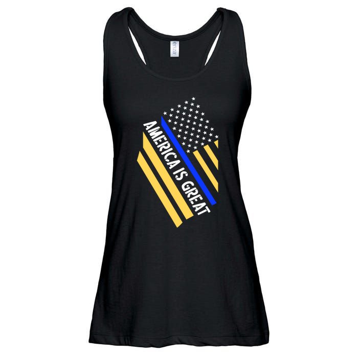 America Is Great Thin Blue Line Flag Ladies Essential Flowy Tank