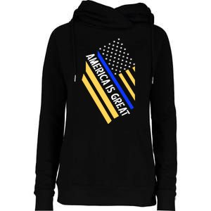 America Is Great Thin Blue Line Flag Womens Funnel Neck Pullover Hood