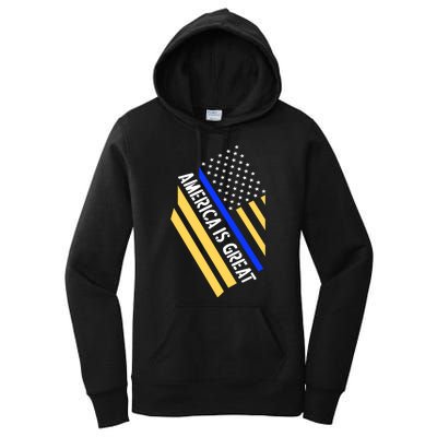 America Is Great Thin Blue Line Flag Women's Pullover Hoodie