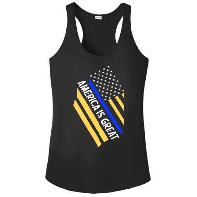 America Is Great Thin Blue Line Flag Ladies PosiCharge Competitor Racerback Tank