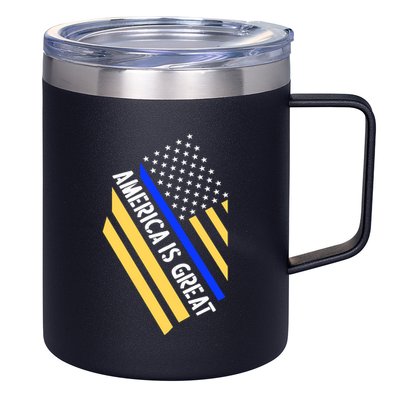 America Is Great Thin Blue Line Flag 12oz Stainless Steel Coffee Mug