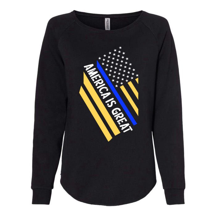 America Is Great Thin Blue Line Flag Womens California Wash Sweatshirt