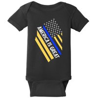 America Is Great Thin Blue Line Flag Baby Bodysuit