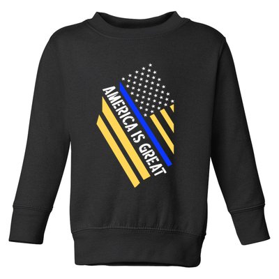 America Is Great Thin Blue Line Flag Toddler Sweatshirt