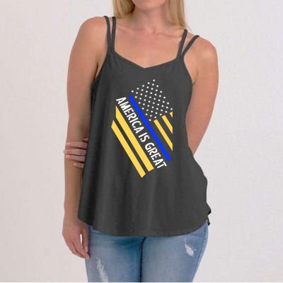 America Is Great Thin Blue Line Flag Women's Strappy Tank