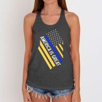 America Is Great Thin Blue Line Flag Women's Knotted Racerback Tank