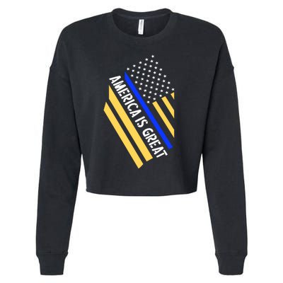 America Is Great Thin Blue Line Flag Cropped Pullover Crew