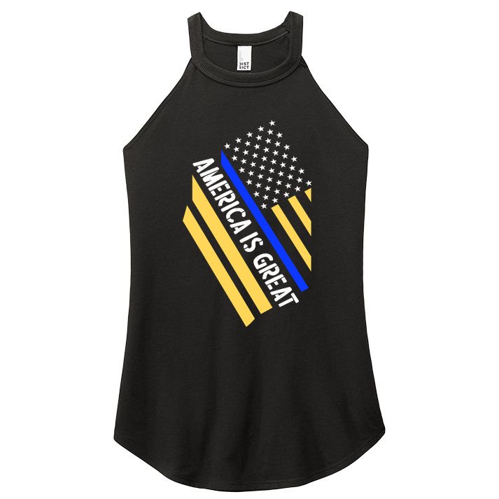 America Is Great Thin Blue Line Flag Women's Perfect Tri Rocker Tank