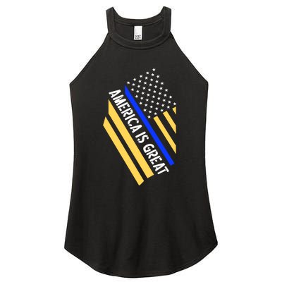 America Is Great Thin Blue Line Flag Women's Perfect Tri Rocker Tank