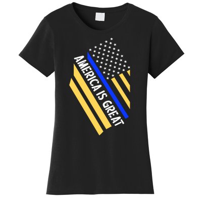 America Is Great Thin Blue Line Flag Women's T-Shirt