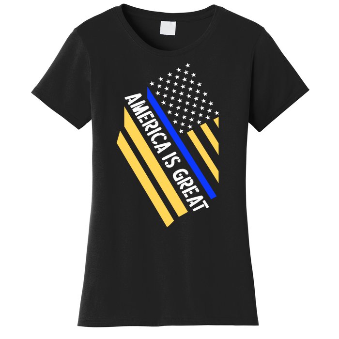 America Is Great Thin Blue Line Flag Women's T-Shirt