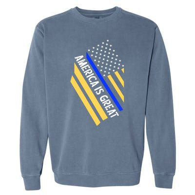 America Is Great Thin Blue Line Flag Garment-Dyed Sweatshirt