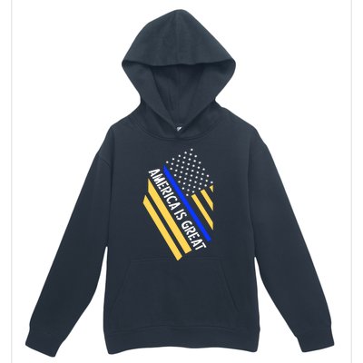 America Is Great Thin Blue Line Flag Urban Pullover Hoodie