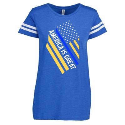 America Is Great Thin Blue Line Flag Enza Ladies Jersey Football T-Shirt