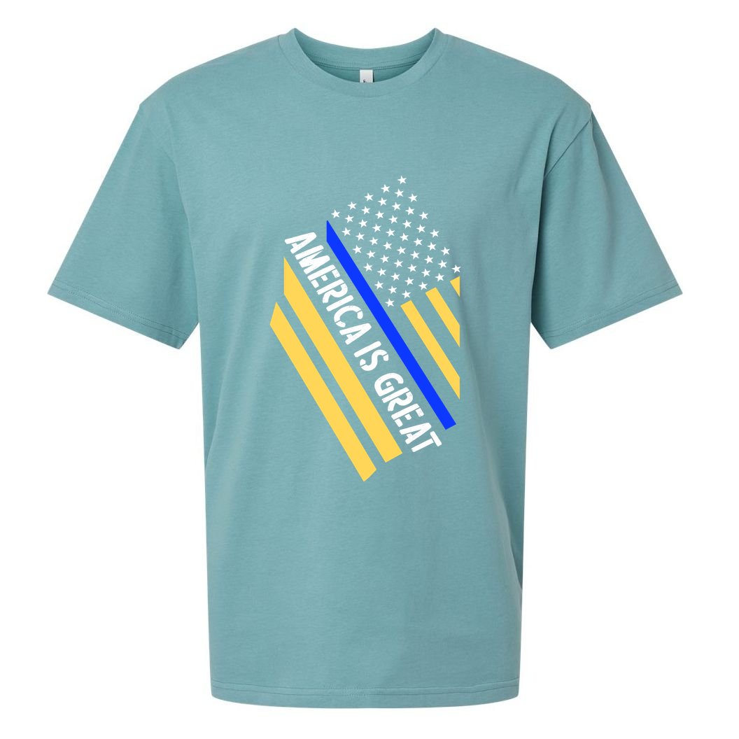 America Is Great Thin Blue Line Flag Sueded Cloud Jersey T-Shirt