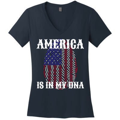 America Is In My DNA Women's V-Neck T-Shirt