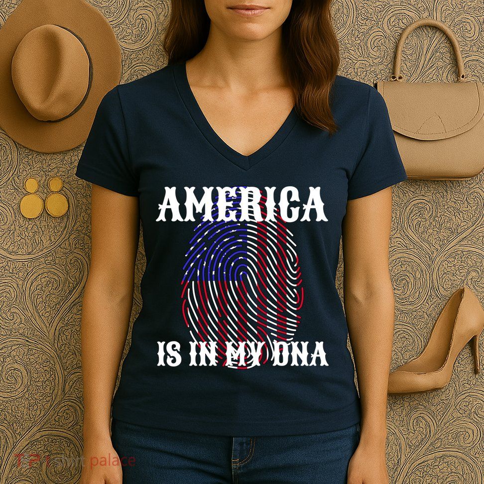 America Is In My DNA Women's V-Neck T-Shirt