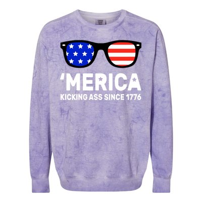 America Kicking Ass Since 1776 Colorblast Crewneck Sweatshirt