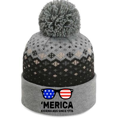 America Kicking Ass Since 1776 The Baniff Cuffed Pom Beanie