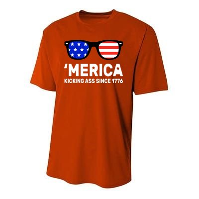 America Kicking Ass Since 1776 Youth Performance Sprint T-Shirt