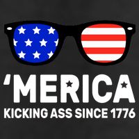 America Kicking Ass Since 1776 7 Panel Mesh Trucker Snapback Hat