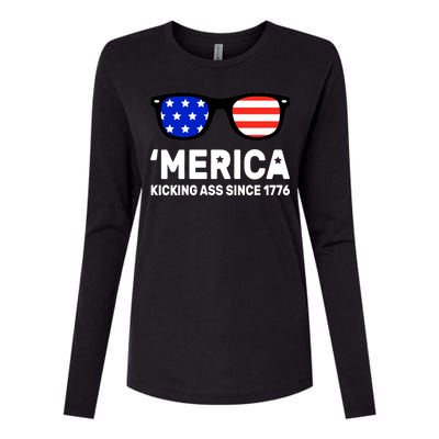 America Kicking Ass Since 1776 Womens Cotton Relaxed Long Sleeve T-Shirt