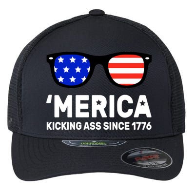 America Kicking Ass Since 1776 Flexfit Unipanel Trucker Cap