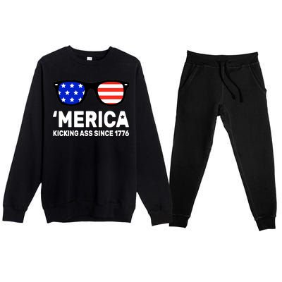 America Kicking Ass Since 1776 Premium Crewneck Sweatsuit Set