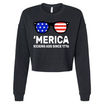 America Kicking Ass Since 1776 Cropped Pullover Crew