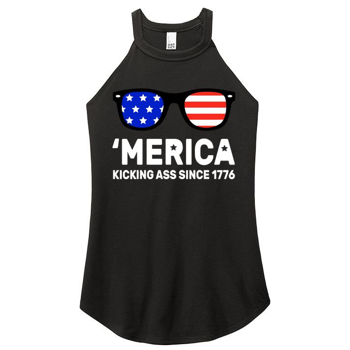 America Kicking Ass Since 1776 Women's Perfect Tri Rocker Tank