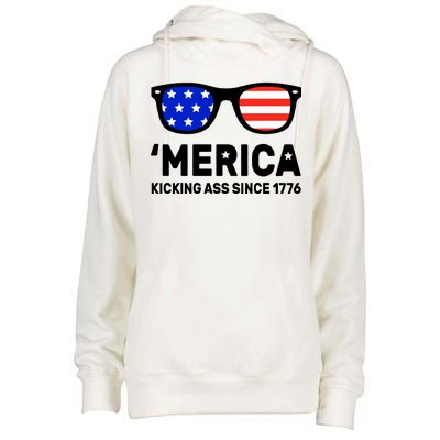 America Kicking Ass Since 1776 Womens Funnel Neck Pullover Hood