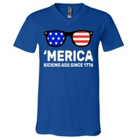 America Kicking Ass Since 1776 V-Neck T-Shirt