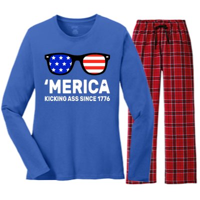 America Kicking Ass Since 1776 Women's Long Sleeve Flannel Pajama Set 