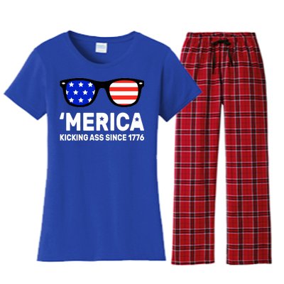 America Kicking Ass Since 1776 Women's Flannel Pajama Set