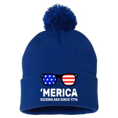 America Kicking Ass Since 1776 Pom Pom 12in Knit Beanie