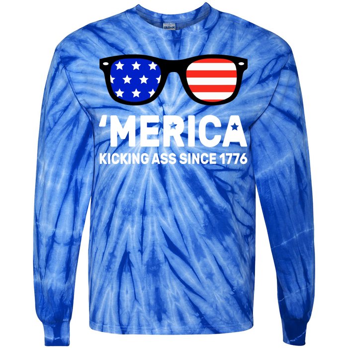 America Kicking Ass Since 1776 Tie-Dye Long Sleeve Shirt