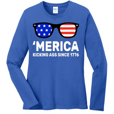 America Kicking Ass Since 1776 Ladies Long Sleeve Shirt