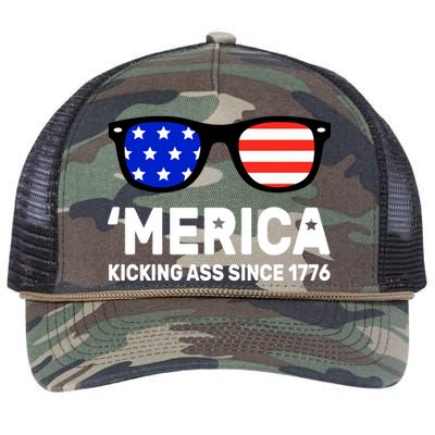 America Kicking Ass Since 1776 Retro Rope Trucker Hat Cap