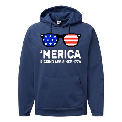 America Kicking Ass Since 1776 Performance Fleece Hoodie