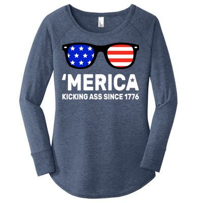 America Kicking Ass Since 1776 Women's Perfect Tri Tunic Long Sleeve Shirt